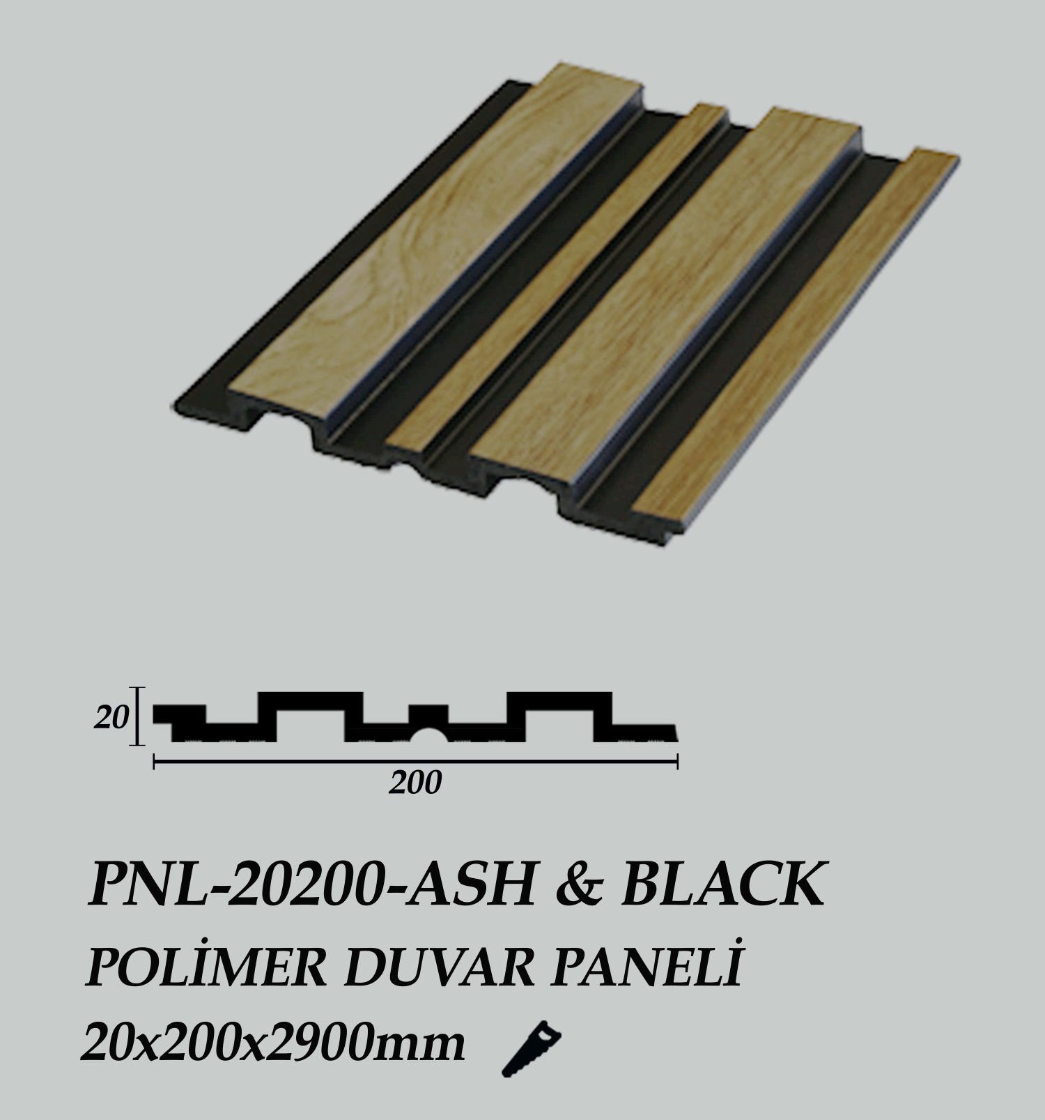 PNL-20200-ANIGRE&BLACK Polimer Duvar Paneli 20X200X2900mm