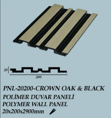 PNL-20200-CROWN OAK&BLACK Polimer Duvar Paneli 20X200X2900mm