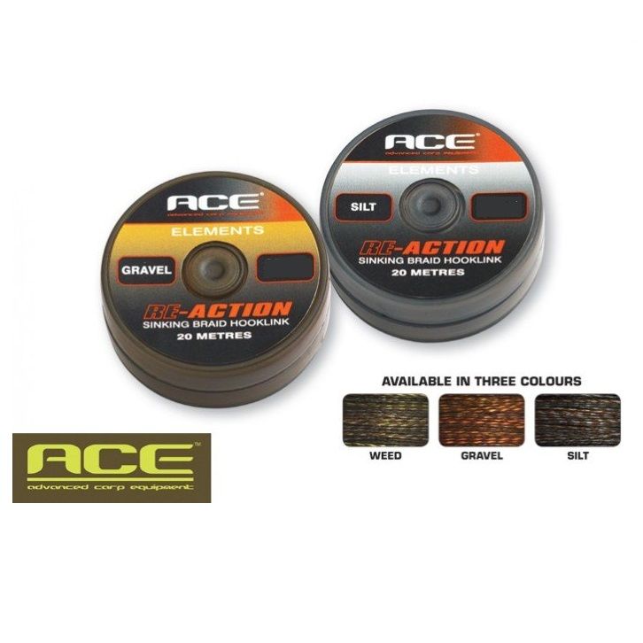 ACE Re-Action Sinking Braid Hooklinks Silt 20 Lb 20 Mt 9.1 Kg Çamur Rengi Rig İpi