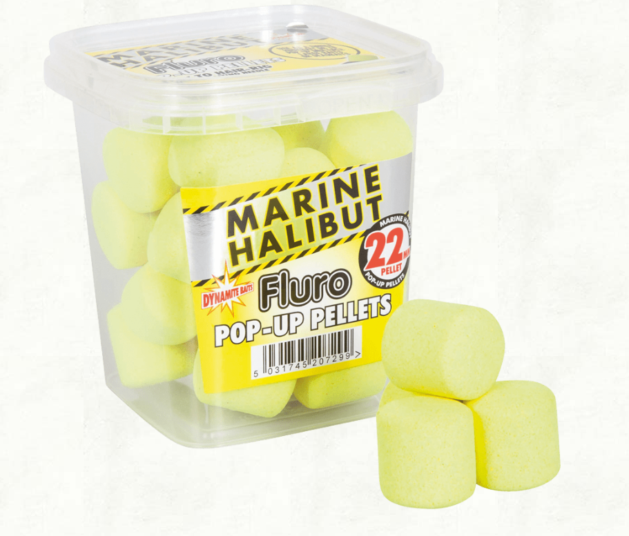 Dynamite Yellow Marine Halibut 22mm Fluro Pop-Up Pellets