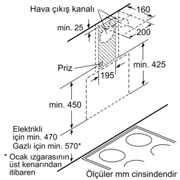 Bosch DWK65AD60R Serie 4 Duvar Tipi Davlumbaz