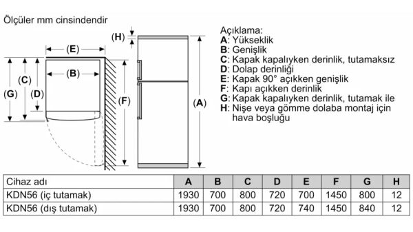 Bosch KDN56AWF1N Buzdolabı