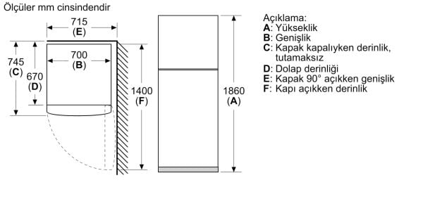 Bosch KDN55NWE0N Serie 4 Üstten Donduruculu Buzdolabı