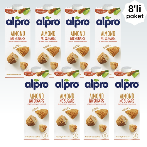 Alpro Şekersiz Badem Sütü 1 lt x 8 Adet