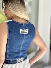 Denim detaylı yelek