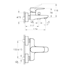 Artema A42324 X-Line Banyo Bataryası