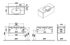 Vitra 68256 Root Flat Çekmeceli Lavabo Dolabı Ceviz 100cm