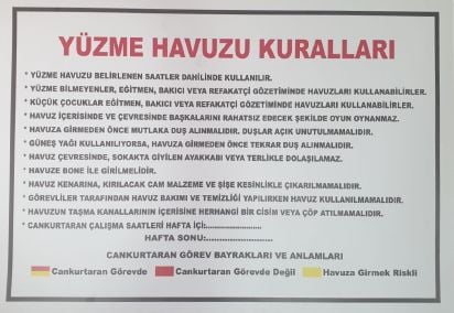 HAVUZ KURALLARI UYARI BASKILI FOREKS TABELA 70*100