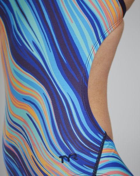 TYR KADIN YÜZÜCÜ MAYOSU W CUTOUT RIPTIDAL TEAL/ORG P04069435