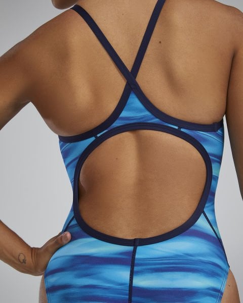 TYR KADIN YÜZÜCÜ MAYOSU W DMDFIT TECHNOWV BLUE/GREEN DTEC7A487