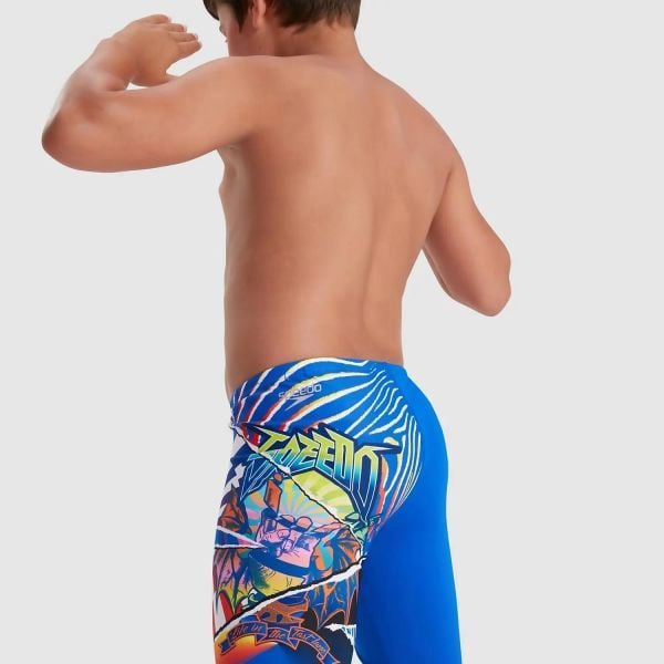 SPEEDO ERKEK ÇOCUK JAMMER MAYO BOYS' PLACEMENT PANEL LEG JAMMER BLUE/ORANGE 8-08686G640