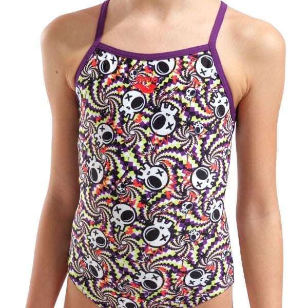 ARENA KIZ ÇOCUK YÜZÜCÜ MAYOSU GIRL'S ARENA FUN SKULLS SWIMSUIT LIGHTDROP BACK L 010284590