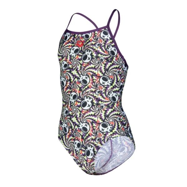 ARENA KIZ ÇOCUK YÜZÜCÜ MAYOSU GIRL'S ARENA FUN SKULLS SWIMSUIT LIGHTDROP BACK L 010284590