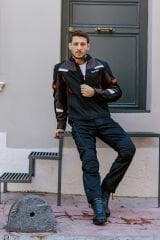 Scudo Madrid 3 Mevsim Erkek Motosıklet Ceketi - Siyah Kırmızı - XL