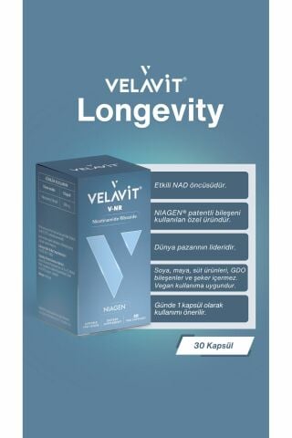 Velavit V-NR Nicotinamide Riboside 30 Kapsül