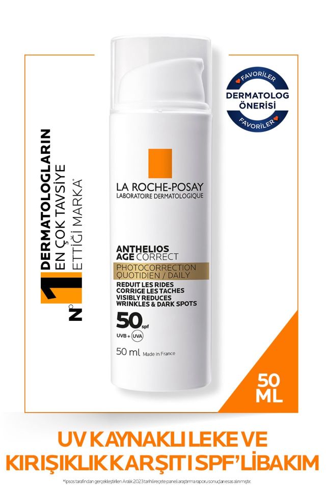 La Roche Posay Anthelios Age Correct SPF50+ Yaşlanma Karşıtı Yüz Güneş Kremi 50 ml