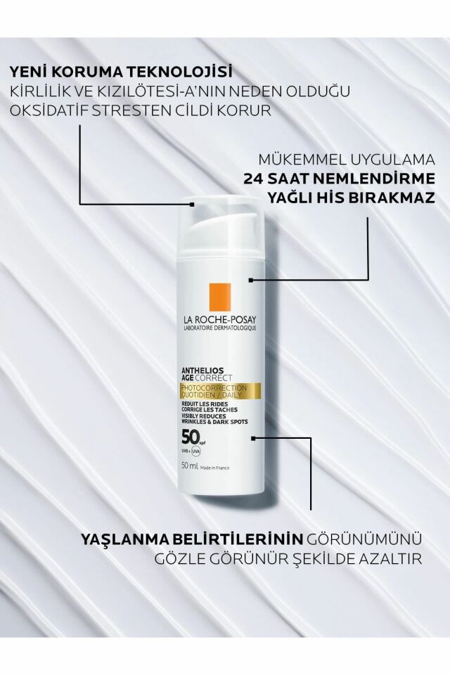 La Roche Posay Anthelios Age Correct SPF50+ Yaşlanma Karşıtı Yüz Güneş Kremi 50 ml