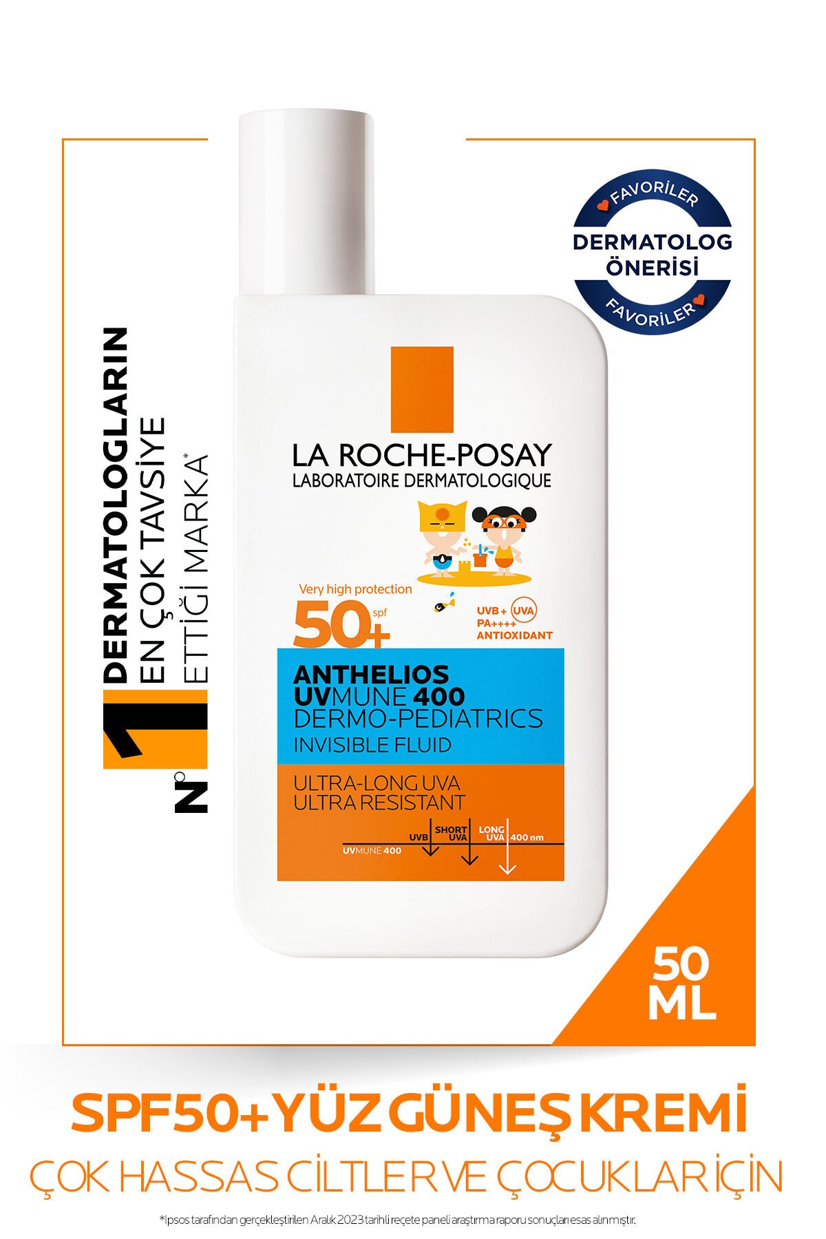 La Roche Posay Anthelios Dermo Pediatrics Uvmune 400 Invisible Fluid Yüz Güneş Kremi SPF50+ 50ML