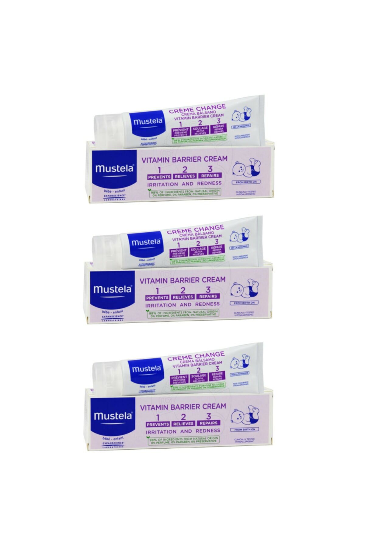 Mustela Vitamin Barrier 1-2-3 Pişik Kremi 50 ml  3 Adet