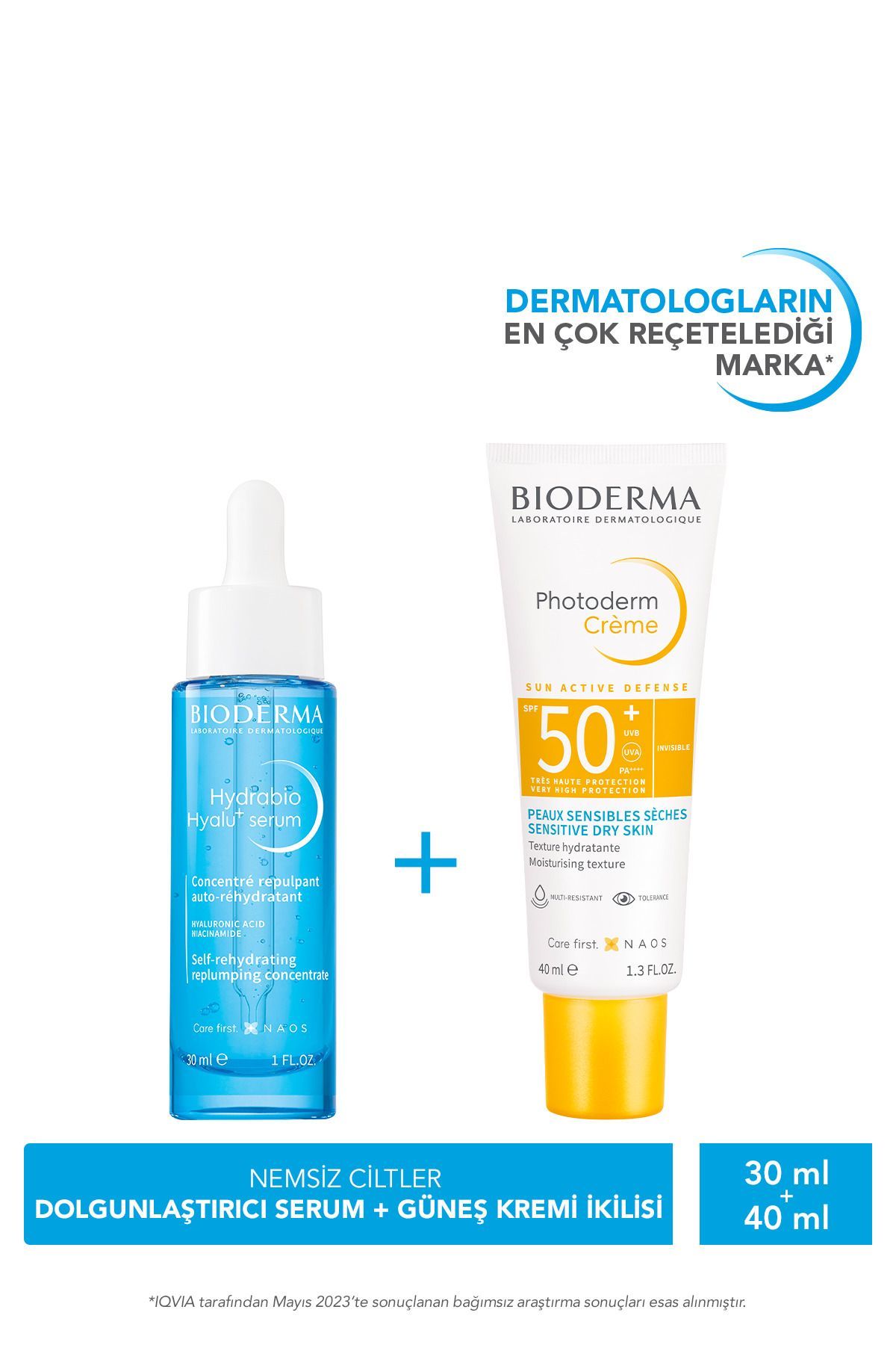 Bioderma Photoderm Cream SPF50+ & Hydrabio Hyalu+ Dolgunlaştırıcı Serum ve Güneş Kremi İkilisi