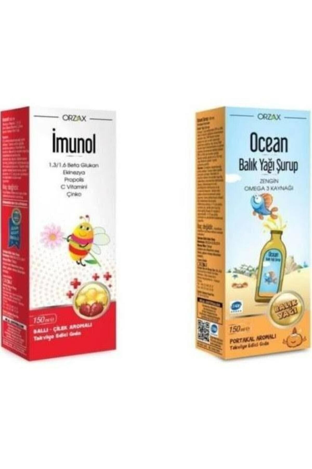 Ocean Balık Yağı Şurubu Portakal Aromalı 150ml + Imunol Şurup 150ml