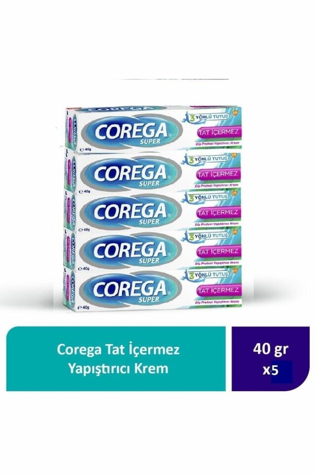 Corega Tat İçermez Yapıştırıcı Krem 40G x 5 Adet