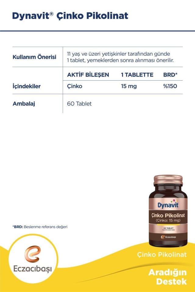 Dynavit Çinko Pikolinat 60 Tablet