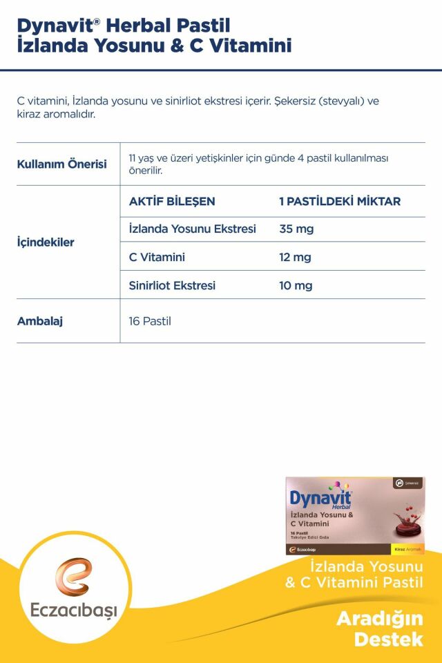 Dynavit Vitamin C & D & Çinko & Herbal İzlanda Yosunu Avantajlı Paket