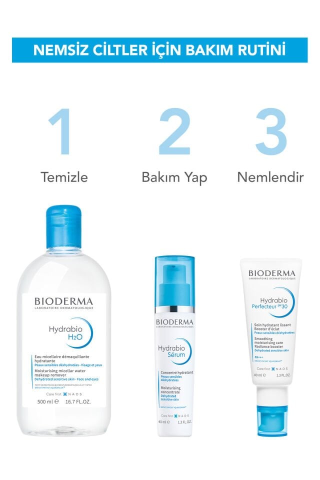 Bioderma Hydrabio H2O Micellar Makyaj Temizleme Suyu 2'li Set Nemlendirici Yüz ve Göz Çevresi 500 ml