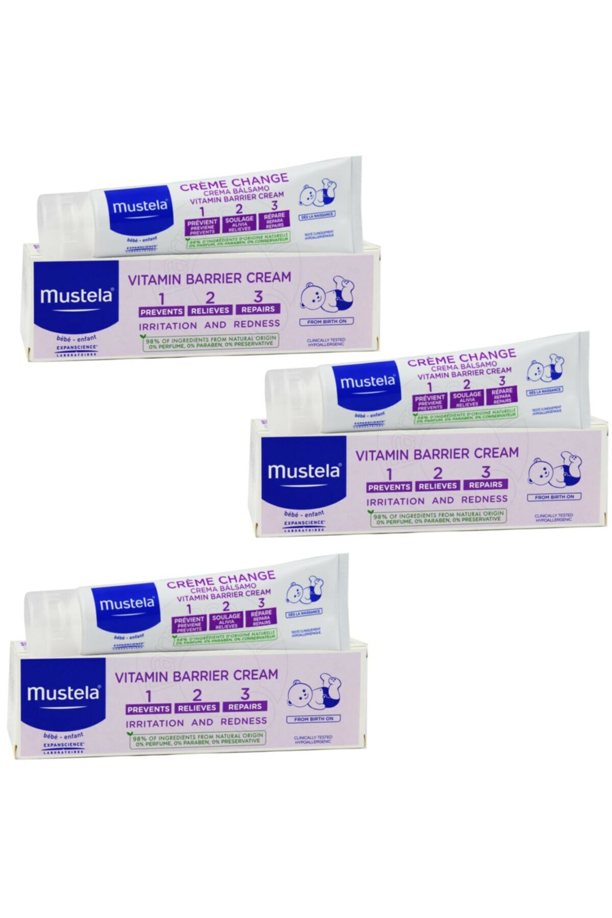 Mustela Vitamin Barrier 1-2-3 Pişik Kremi 100 Ml 3 Adet