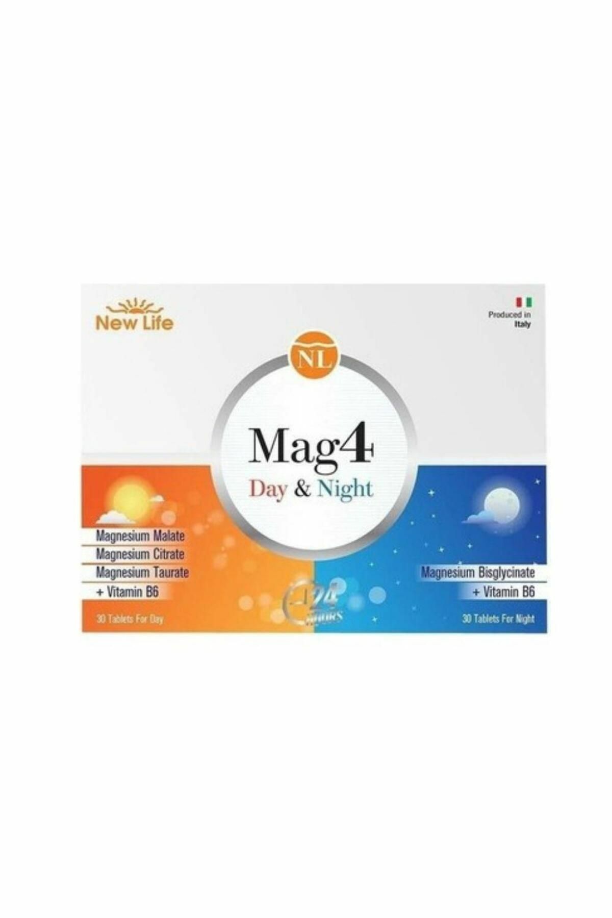 New Life Mag4 Day & Night Magnezyum 60 Tablet Sitrat - Malat - Taurat - Bisglisinat - B6 Vitamini