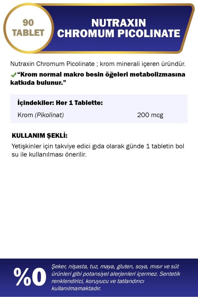 Nutraxin Chromium Picolinate 200 Mcg 90 Tablet