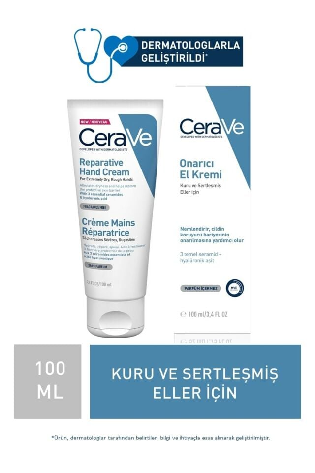 CeraVe Onarıcı El Kremi Kuru ve Çatlamış Eller Seramid ve Hyalüronik Asit İçerikli 100 ml 3337875763967