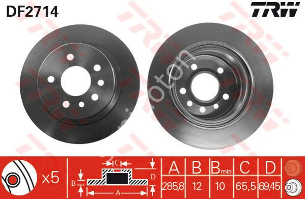 ARKA FREN AYNASI OMEGA B 2.0 24V 2.2 2.5TD 3.0 V6 94/7.03 286mm 285.8x12x5DLxHAVALI