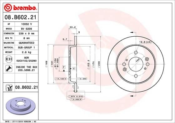 FREN DISK ARKA DUZ KAPLAMALI 239-4 HONDA JAZZ CITY 09 - 12