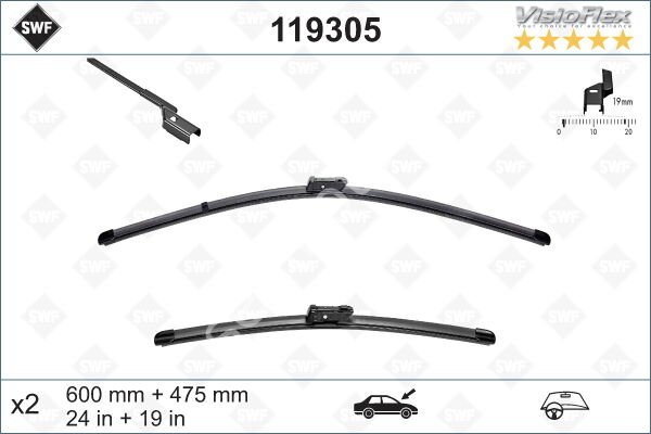 SİLECEK SÜPÜRGESİ ÖN ÜSTTEN BASMALI GOLF5-GOLF6-JETTA-PASSAT-CADDY-YETI 600 x 475 mm