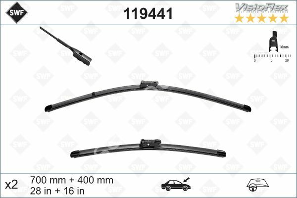 SWF VisioFlex Flat Blade X2 700 400 mm SEAT ALHAMBRA. VW SHARAN 10