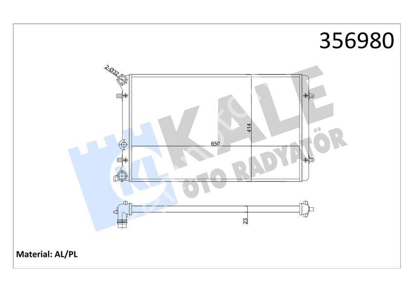 SU RADYATÖRÜ AUDI A3-TT-SEAT LEON-TOLEDO II-SKODA OCTAVIA I-VW BORA-GOLF IV 1.6 1.8T 1.9TDI 98 MT AC NAC MEKANİK 650x414x23 1J0121253J-1J0121253N-1J0121253Q-1J0121253AT-1J0121253R