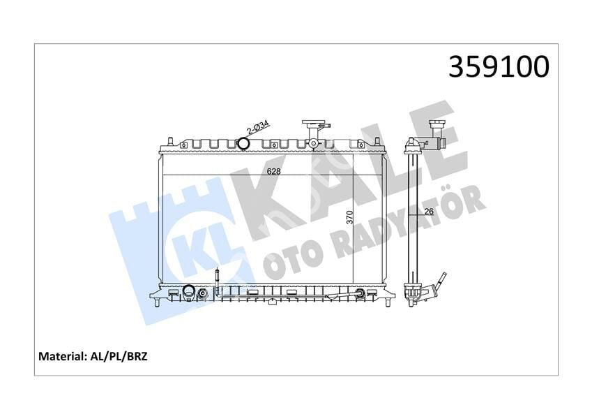 x RADYATÖR KIA RIO II 1.4 16V-1.6 16V-CWT 05 MEKANİK AC /- AL/PL/BRZ 370x645x26