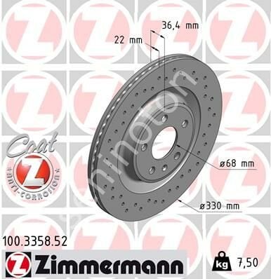 ARKA FREN AYNASI TOUAREG 3.0TDI 17 A4-A5 1.8 TFSI-2.0 TDI 08 A6 2.0 TFSI-2.8 FSI 11 330x22x5xHVLI DELİKLİ -986479750-986479C86-DF6175S