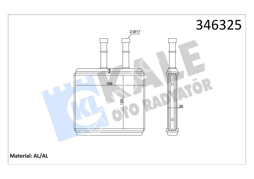 KALORİFER RADYATÖRÜ BRAZİNG DAEWOO KALOS 03 CHEVROLET AVEO 06 KALOS 05 151x192x26