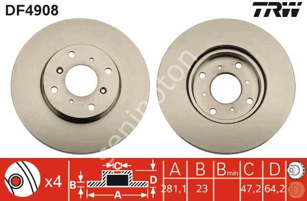 FREN DİSKİ ÖN HONDA-CIVIC VI AERODECK MB-MC -CIVIC VI FASTBACK MA-MB -CIVIC VI HATCHBACK EJ-EK