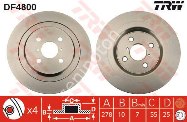 ARKA FREN AYNASI DUZ YARIS CP10 1.3 04/02 YARIS 1.0VVT-I/1.3VVT-I/D4D 01/06