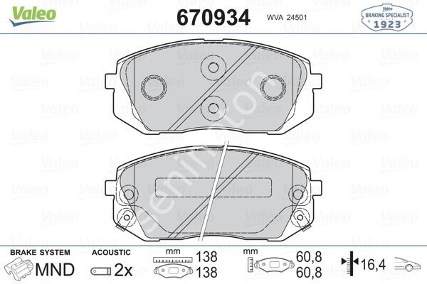 ÖN BALATA HYUNDAI İX35 2.0-2.0 CRDİ 10 CARENS III 06 SPORTAGE 06 D4EAD1B MOTOR İÇİN