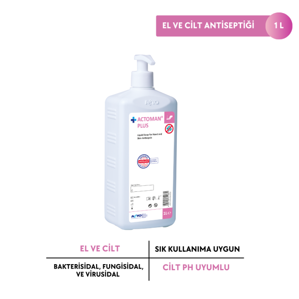 ACTOMAN® PLUS 1L  El ve Cilt Antiseptiği için Klorheksidinli Sıvı Sabun