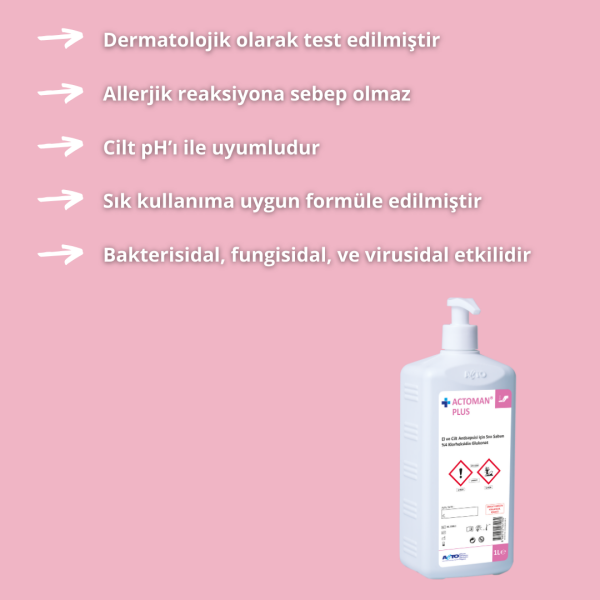 ACTOMAN® PLUS 1L  El ve Cilt Antiseptiği için Klorheksidinli Sıvı Sabun