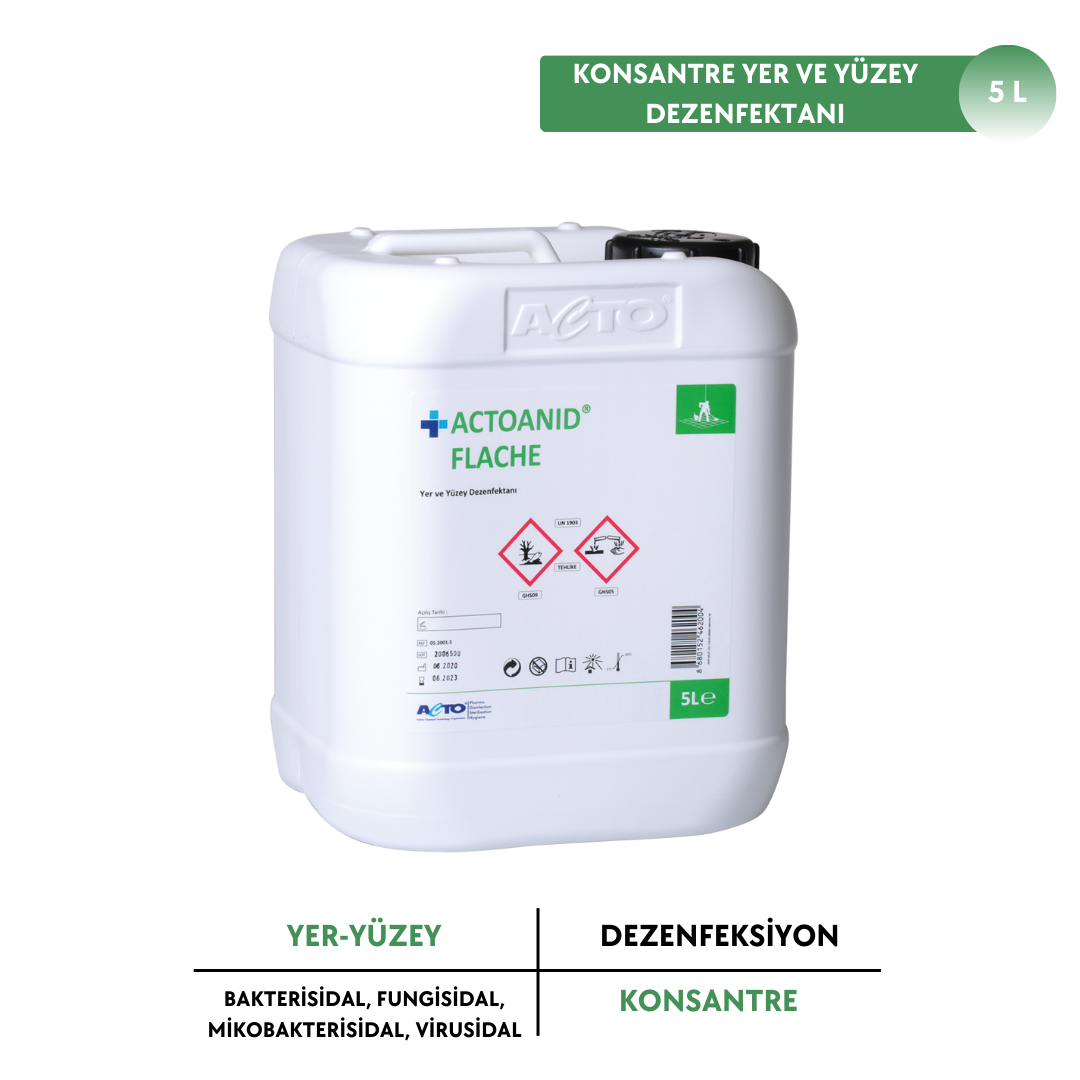 ACTOANID® FLACHE 5L Konsantre Yer ve Yüzey Dezenfektanı