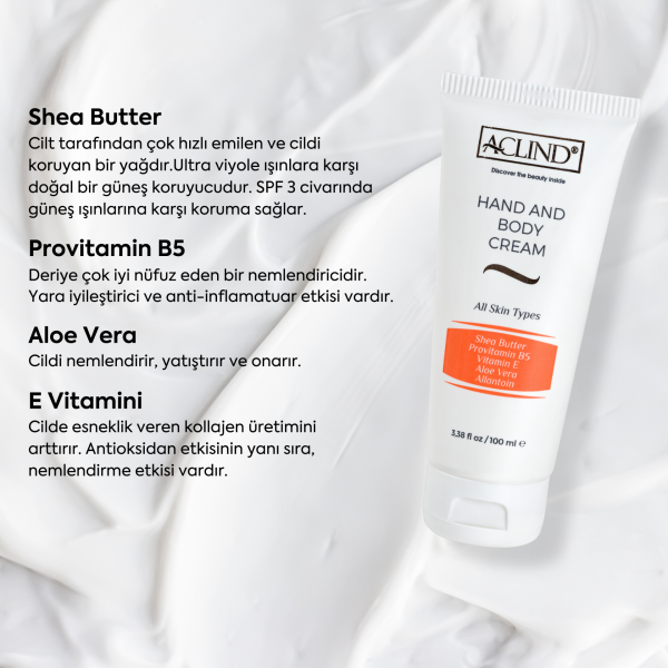 ACLIND® HAND & BODY CREAM | Shea Butter Özlü El ve Vücut Kremi 100 ml
