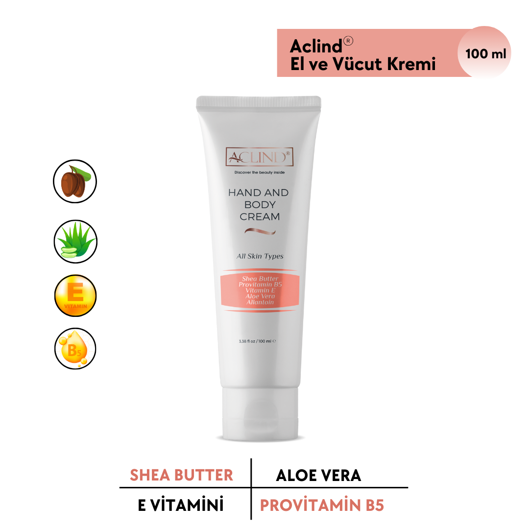 ACLIND® HAND AND BODY CREAM 100 ml | SHEA BUTTER, PROVITAMIN B5, VITAMIN E, ALOE VERA, ALLANTOIN