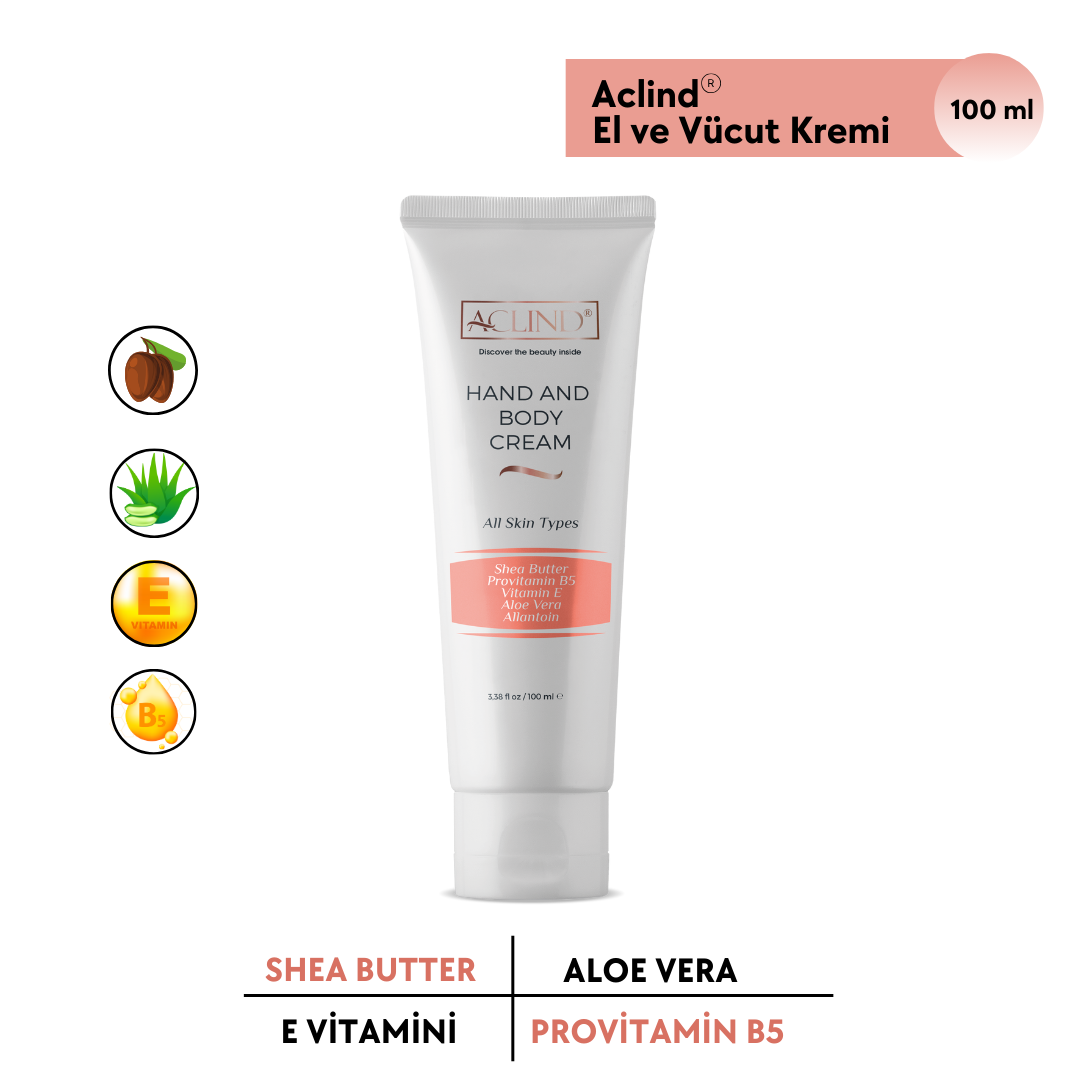 ACLIND® HAND & BODY CREAM | Shea Butter Özlü El ve Vücut Kremi 100 ml